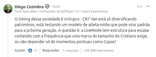Post com 128.388 impressões